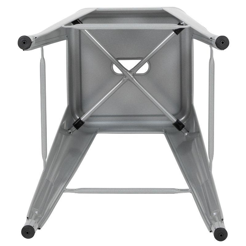 Sleek Industrial 46" Gray Metal Stackable Bar Stool, Set of 4