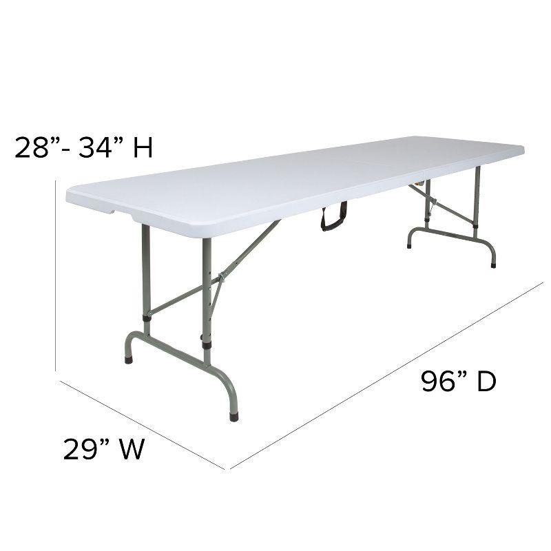 Parker 8' Height Adjustable Plastic Folding Event Table with Carrying Handle by Flash Furniture