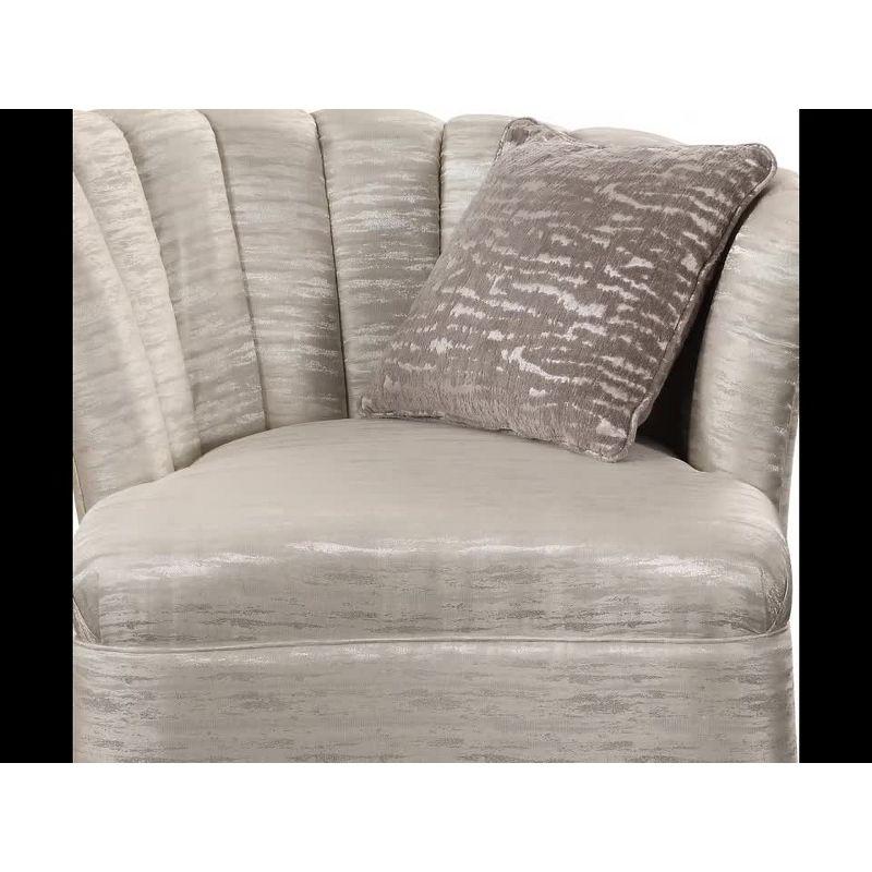 Acme Furniture 41" Athalia Swivel Chair Shimmering Pearl: Linen Upholstery, Wood Frame, No Assembly Required