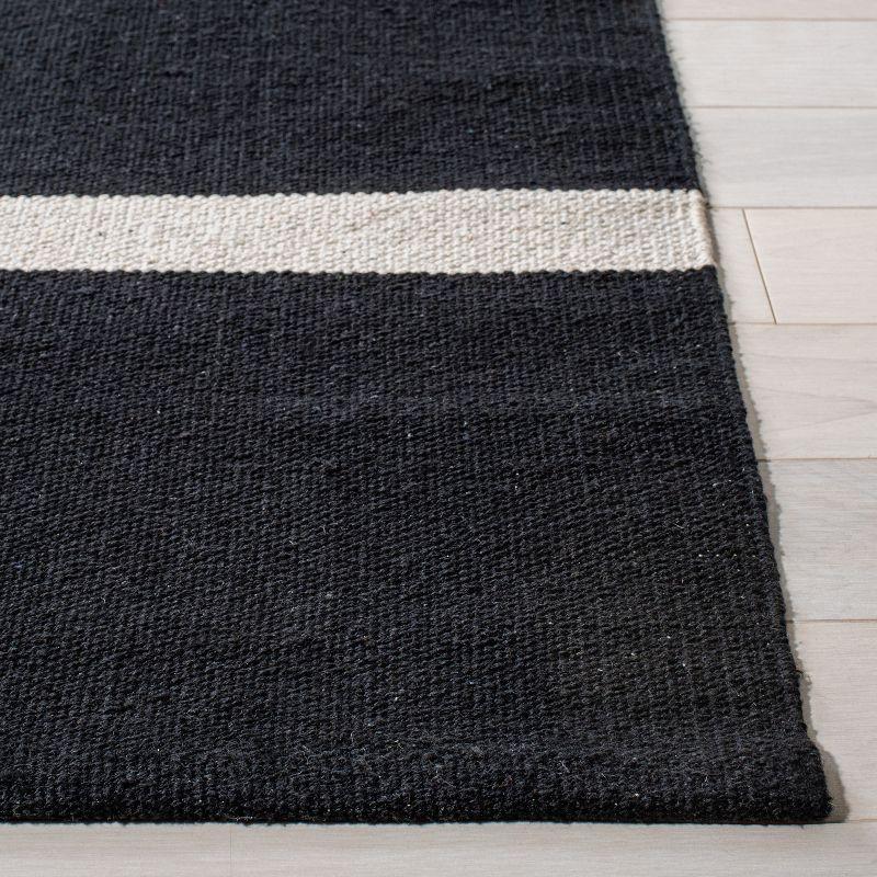 Coastal Charm Handwoven Black and Ivory Cotton 6' Square Rug