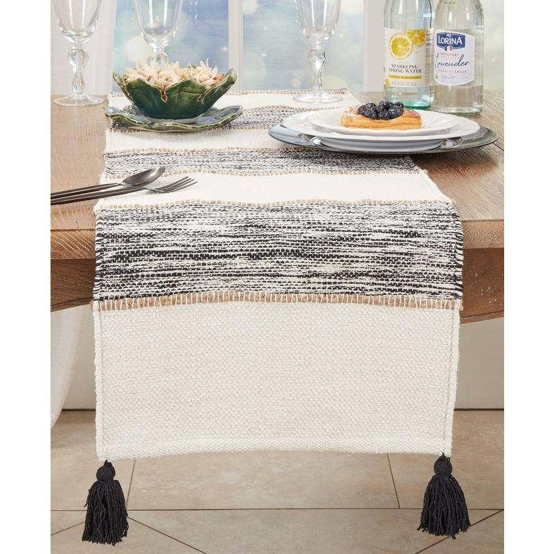 Saro Lifestyle Striped Table Runner with Playful Tassels