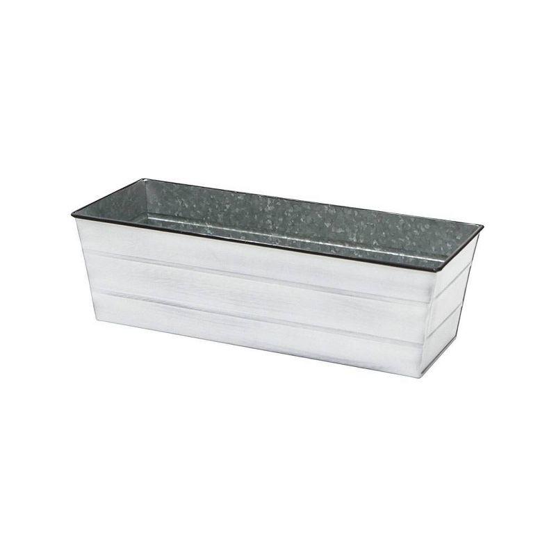 9.5" x 24" x 7.5" Galvanized Steel Flower Box Planter Cape Cod White - ACHLA Designs