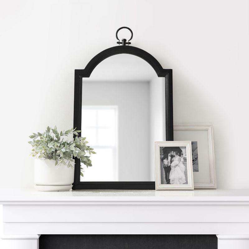 Ohara Arch Black Wood Bathroom Vanity Mirror