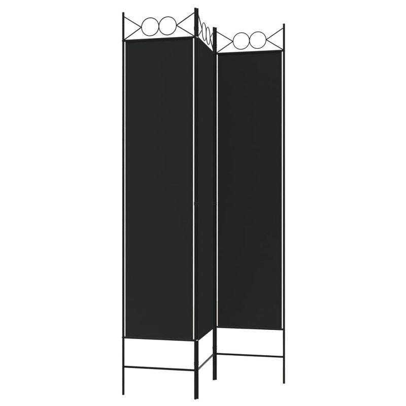 vidaXL 3-Panel Room Divider - Black 47.2"x78.7" Fabric - Versatile Decorative Screen for Indoor Privacy, Sunlight Blocker, Easy to Install and Store