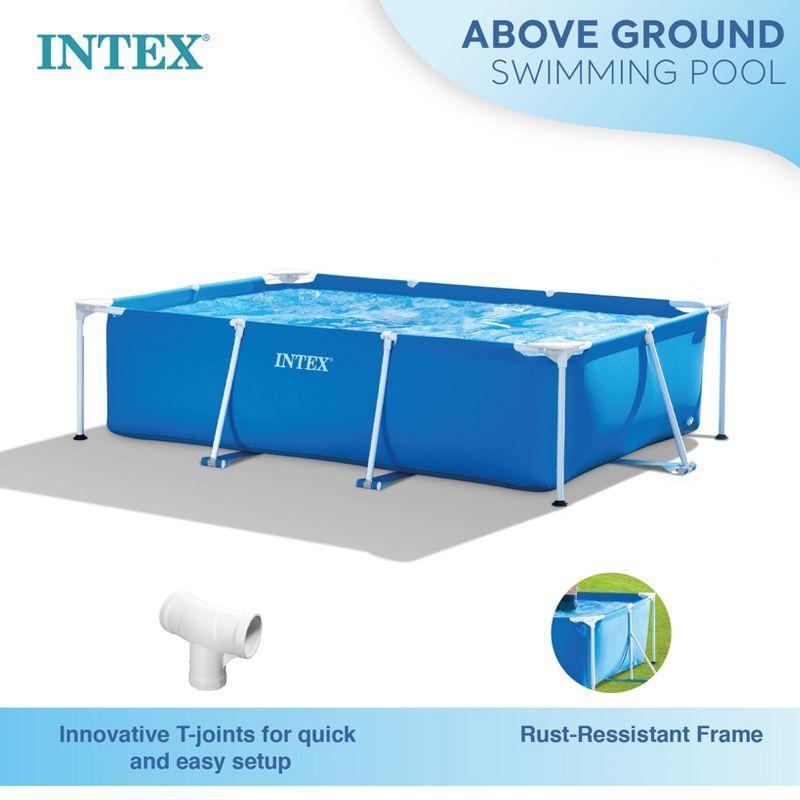 Intex Rectangular Frame Above Ground Outdoor Home Backyard Splash Swimming Pool with Flow Control Valve for Draining