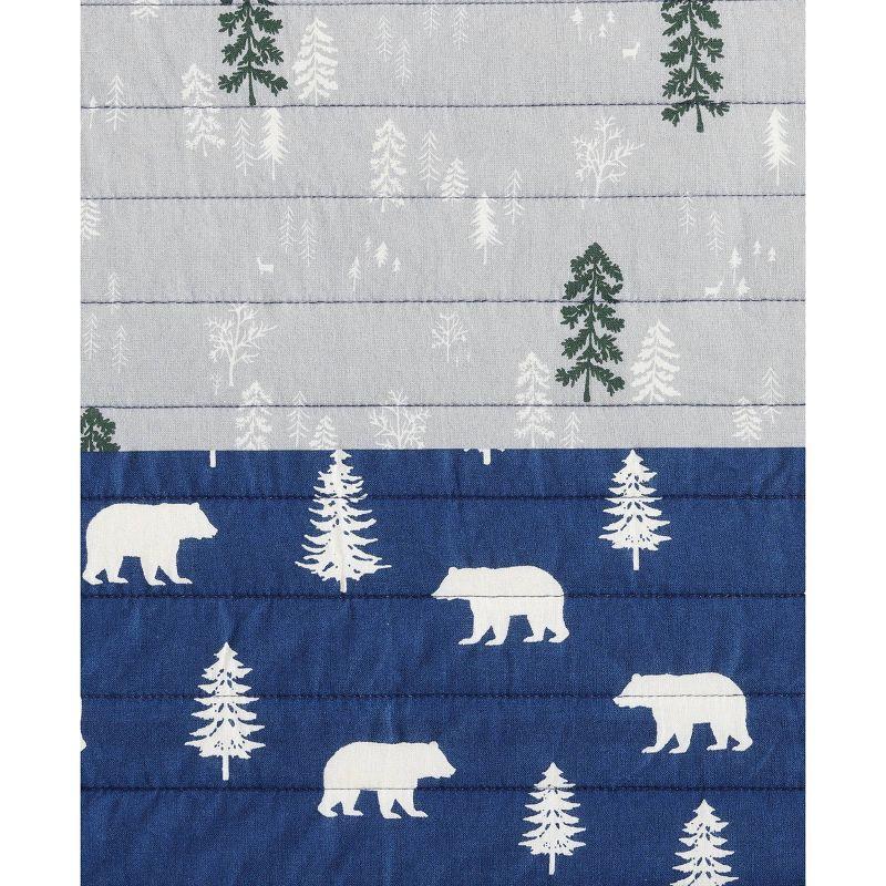 Full Blue Cotton Reversible Quilt Set