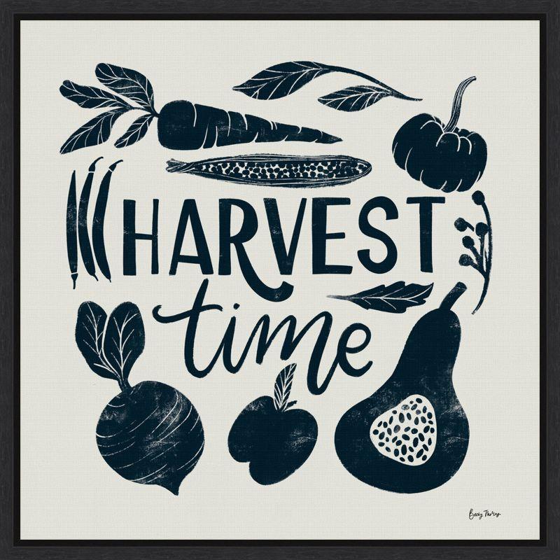 Harvest Time Typography Blue Canvas Wall Art Print 22 x 22 inches