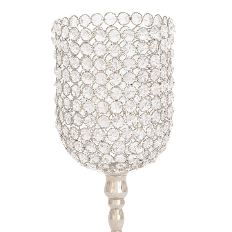 19" x 6" Glam Inverted Bell Shaped Aluminum Iron and Crystal Candle Holder - Olivia & May: Luxury Tabletop Votive Stand