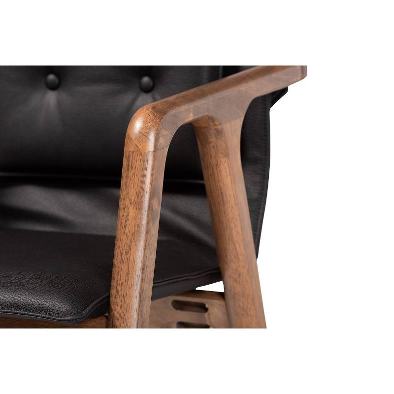 Elegant Mid-Century Modern Walnut Brown Wood & Cane Arm Chair