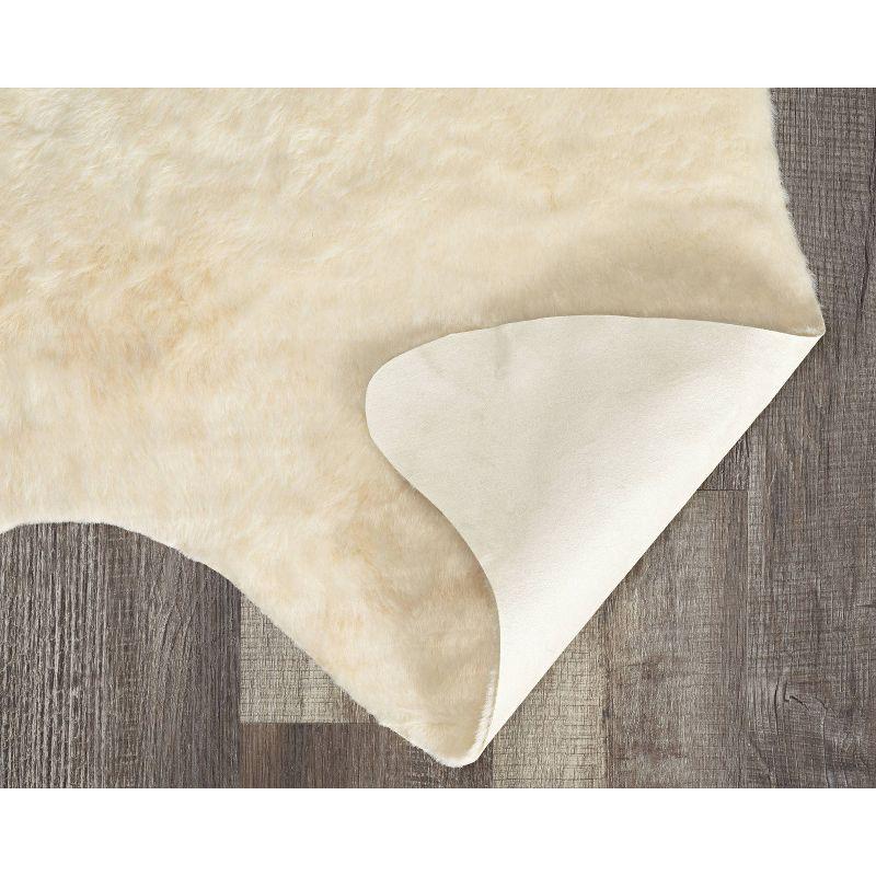 Ivory Tufted Rectangular 5' x 7' Synthetic Cowhide Rug