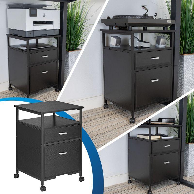 Mount-It! 2 Drawers Rolling File Cabinet, 4 Casters for Easy Mobility,  17.3" W x 16.5" D x 26.18" H, Black