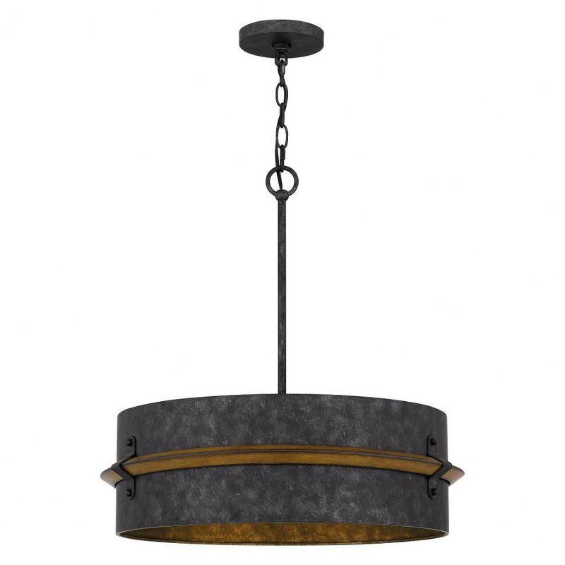 21" Brown Glass Drum Pendant Light for Indoor/Outdoor