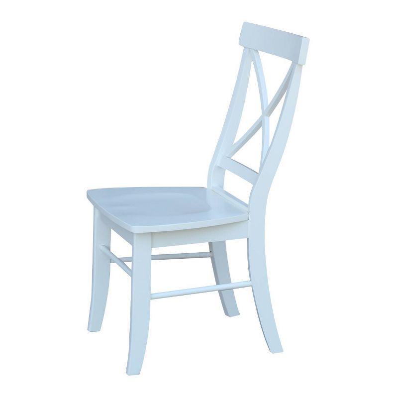 White High Cross Back Solid Wood Side Chair