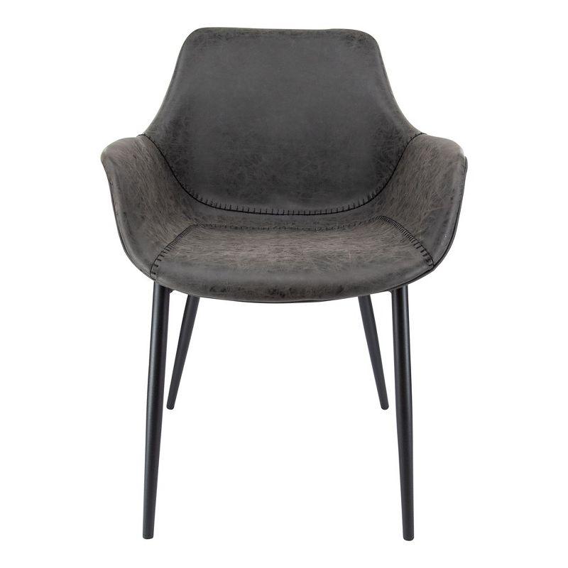 LeisureMod Markley Leather Dining Chair with Black Metal Legs Upholstered Seat Modern Design Perfect for Kitchen Dining Room Office or Lounge Seating