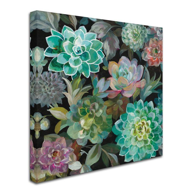 Colorful Floral Succulents Canvas Art in Black Frame