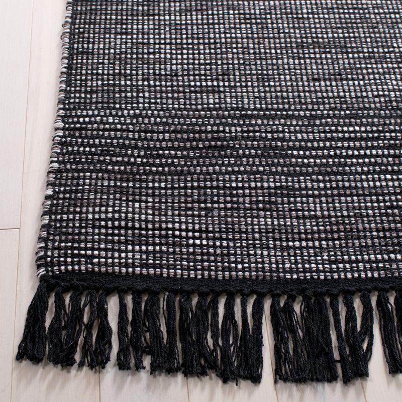 Handwoven Charcoal Cotton Ikat 6' x 9' Area Rug