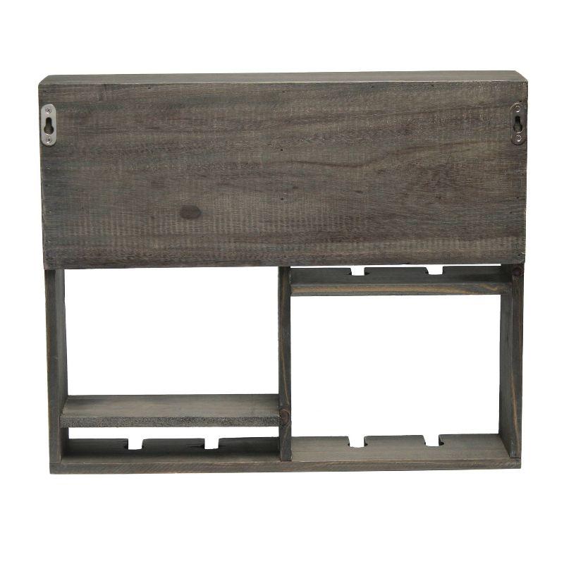 Bartow Wall Mounted Wood Wine Rack Shelf with Glass Holder Gray Wash - Elegant Designs