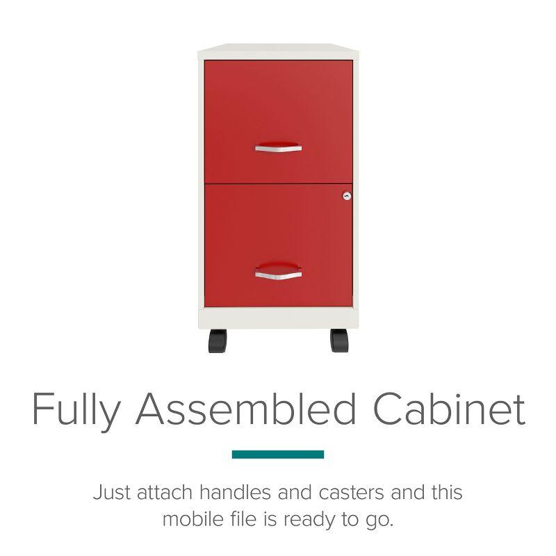 Space Solutions 18" Deep Letter Width Vertical File Cabinet - Pearl White and Red: 2 Drawer Steel, GreenGuard Certified