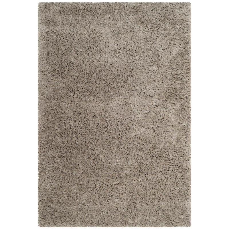 Silver Hand-Tufted Rectangular Shag Area Rug, 5' x 8'