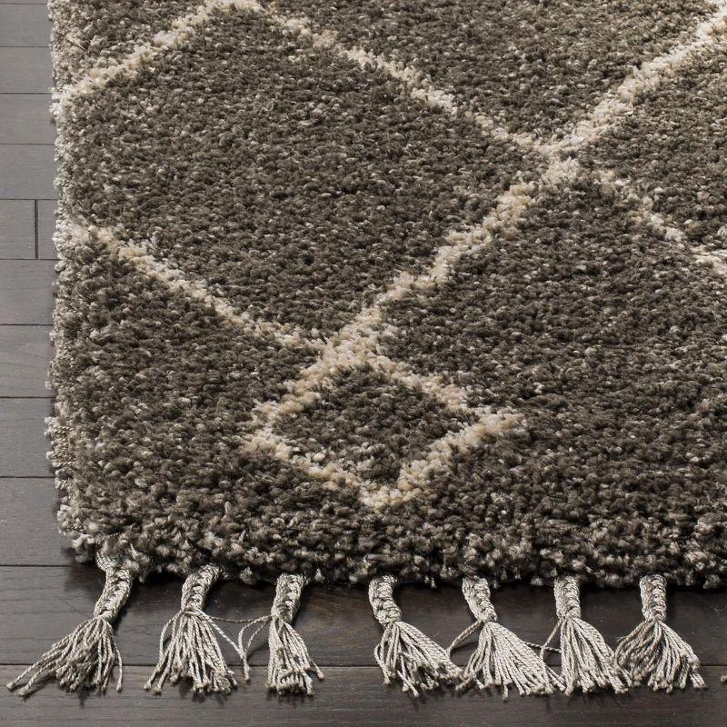 Boho-Chic Moroccan Fringe Shag Area Rug 3' x 5' - Grey/Cream