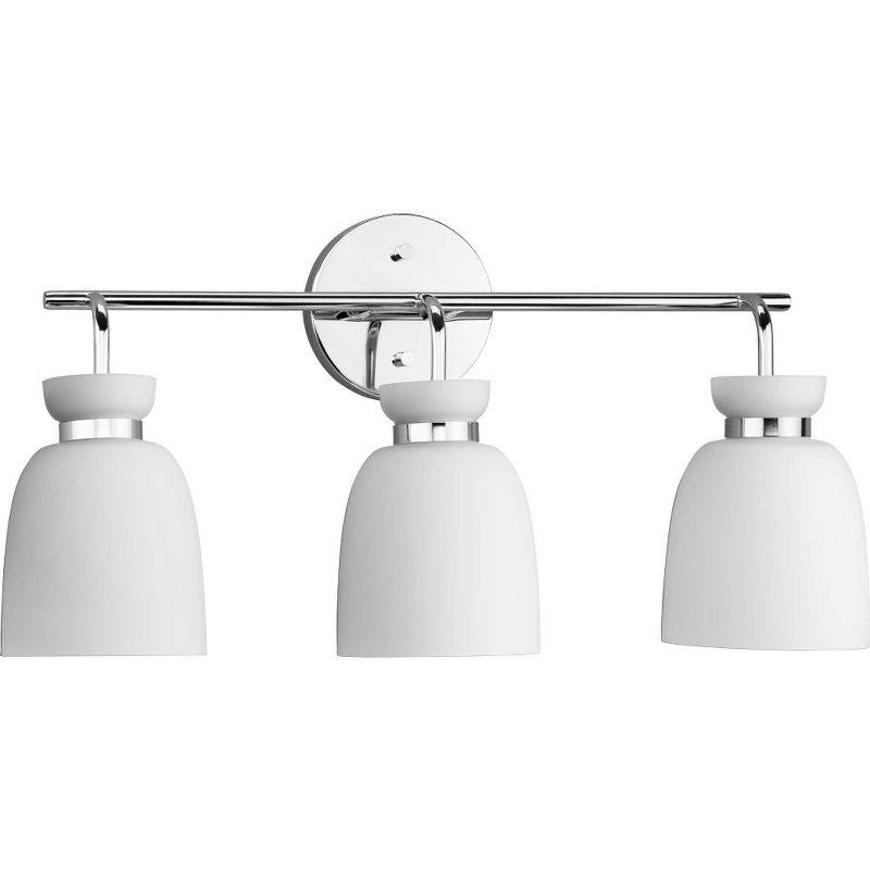 Progress Lighting Lexie 3-Light Vanity Light, Polished Chrome, Opal Glass Shades