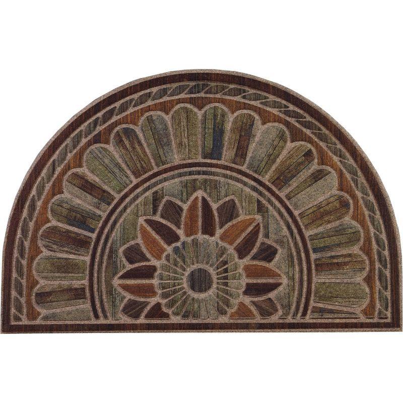 Boardwalk Path Geometric 2'x3' Outdoor Entry Mat in Brown/Green