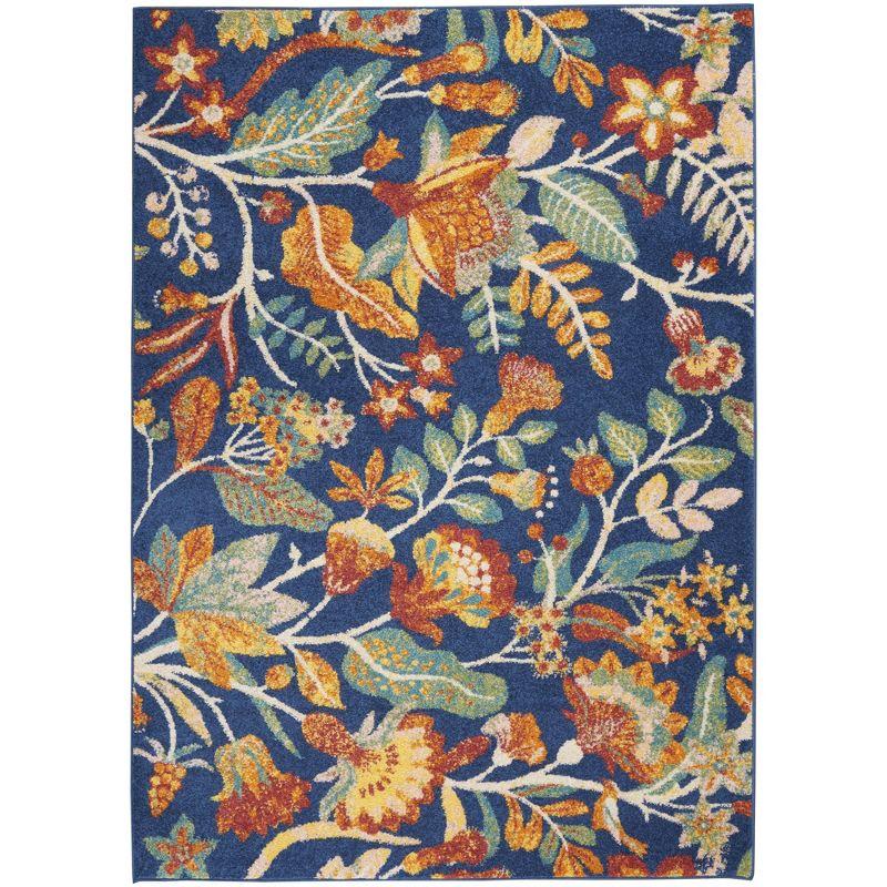 Navy Multicolor Floral 5' x 7' Synthetic Area Rug