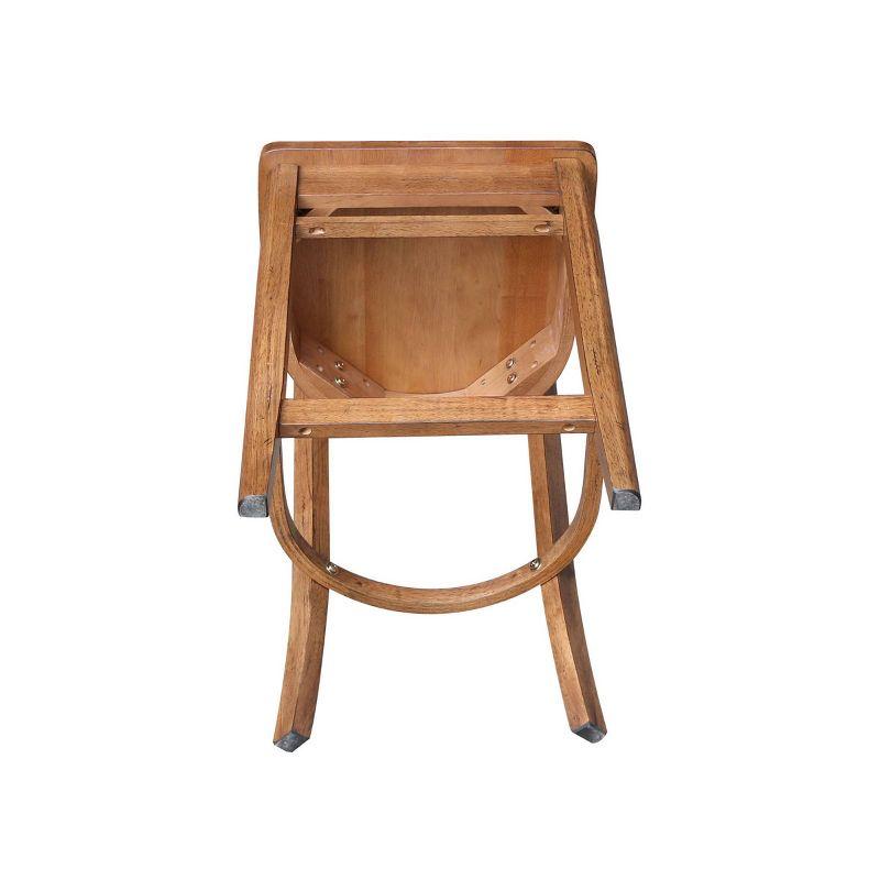 International Concepts 24" Emily Counter Height Barstool Distressed Oak: Hardwood Frame, Ladder-Back Design