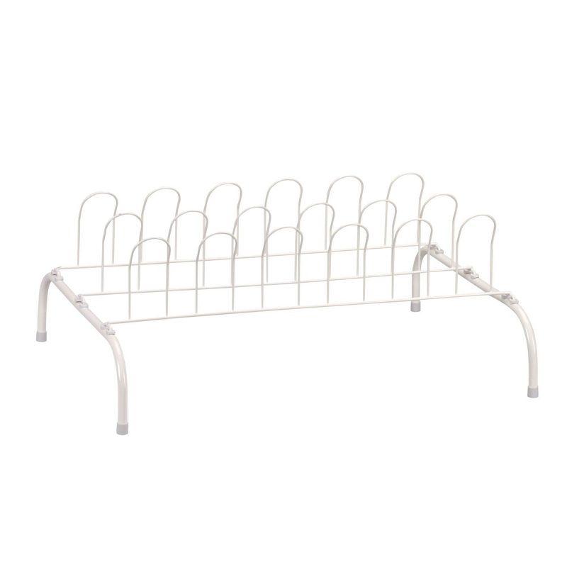 White Metal Freestanding 9-Pair Wire Shoe Rack