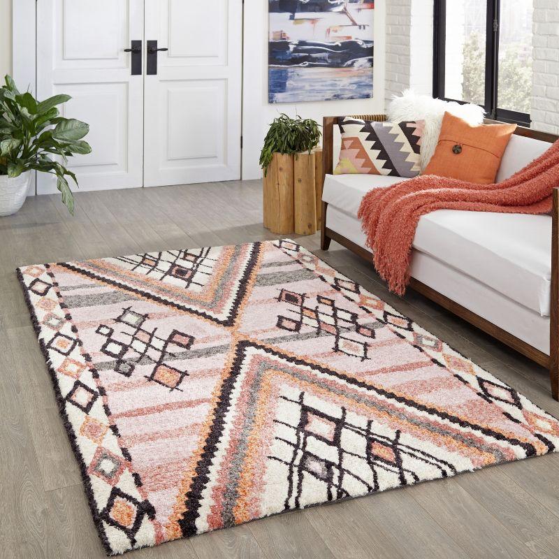2'3"x8' Shapes Tufted Runner Rug Pink - Momeni: Modern Handmade Hallway Rug, Polyester, Medium Pile, Indoor Use