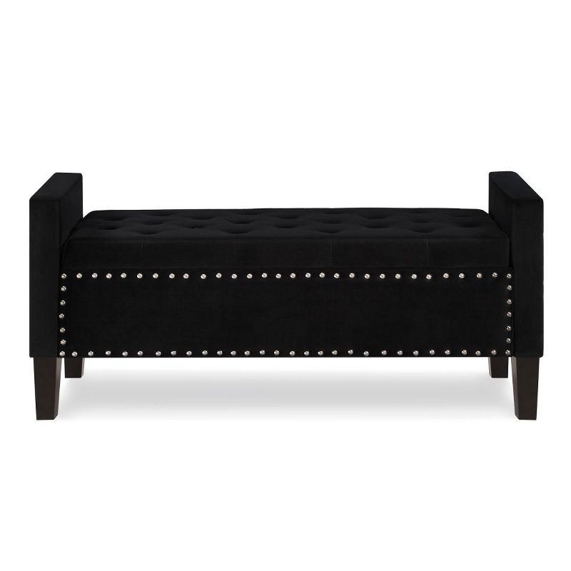 Upholstered Tufted Button Storage Bench with Nails Trim,Velvet Upholstered Entryway Bench Living Room Padded Seat with Armrest,Bed Bench-Cuddlewood