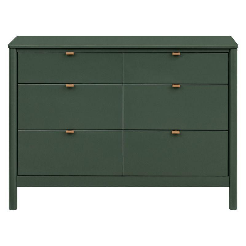 Forest Green 6-Drawer Dresser with Vegan Leather Pulls