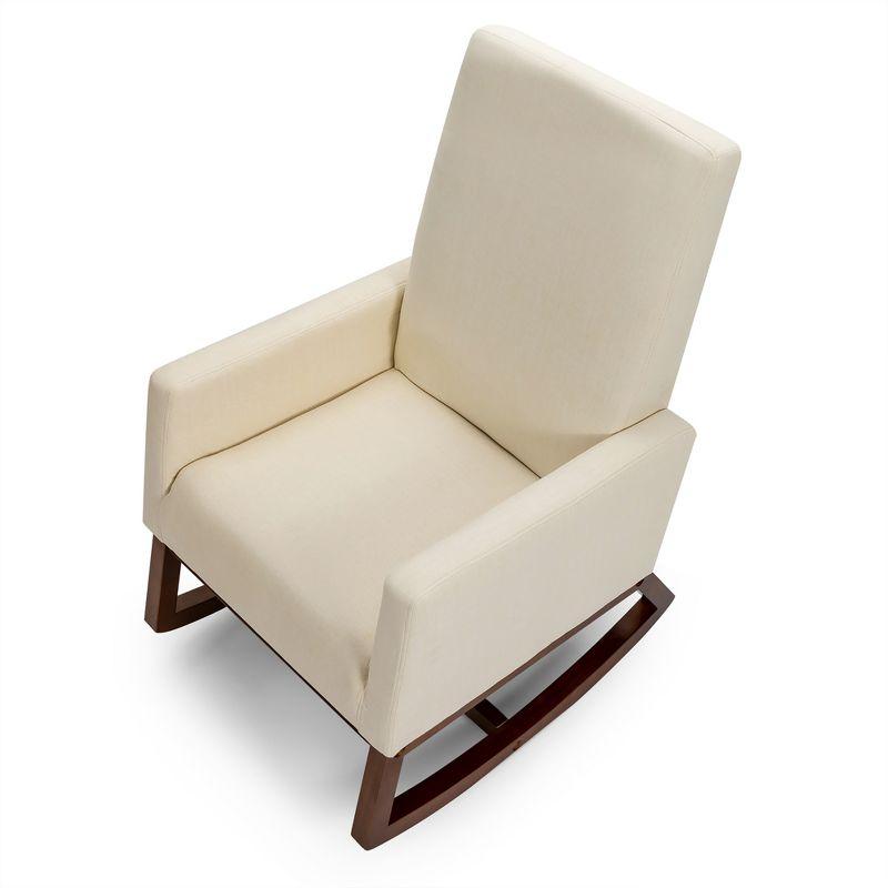 Mid-Century Modern Beige Fabric Upholstered Rocking Chair