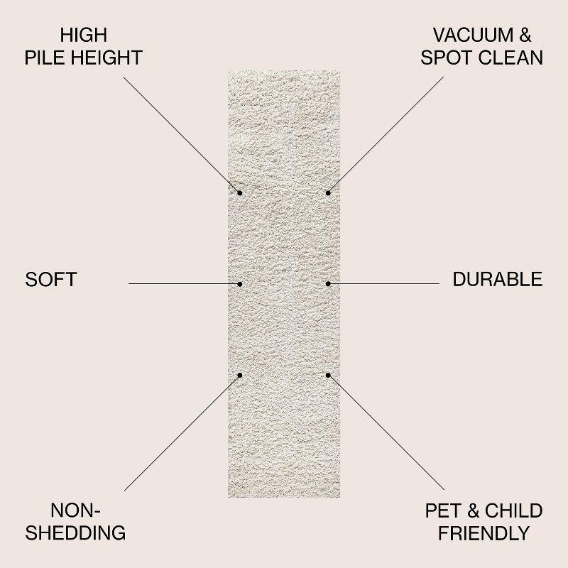 2'x8' Mercer Shag Plush Area Rug, Cream - JONATHAN Y