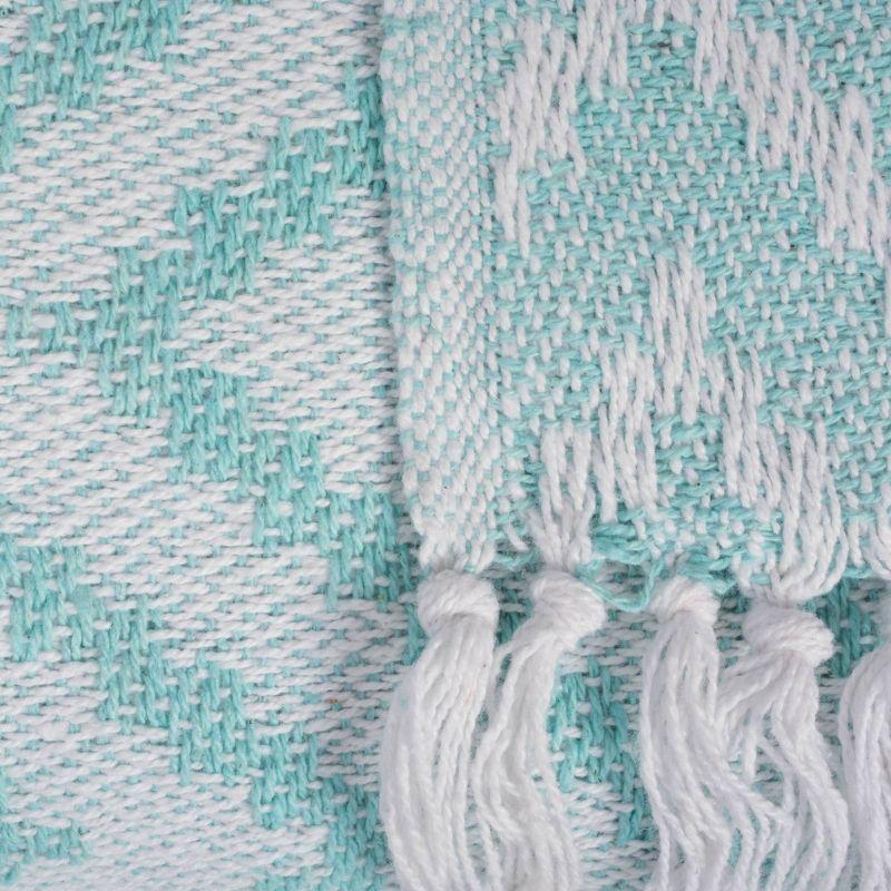 50"x60" Large Chevron Handloom Throw Blanket Aqua - Design Imports: Cotton, Hypoallergenic, Machine Washable