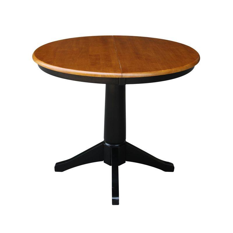 36" Black and Cherry Round Wood Extendable Dining Table