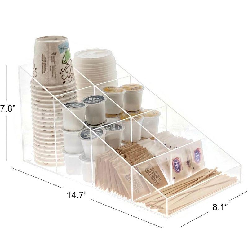 OnDisplay Java Joe Acrylic Breakroom.Kitchen Coffee Station Organizer for Cups/Lids/Sugar/Tea/Stirrers