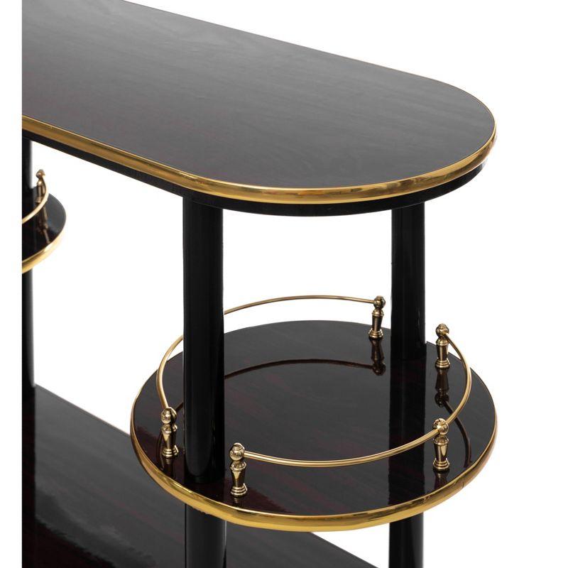 Fabulaxe Modern Display Wooden Console Bar with Tiered Open Shelves, Mini Bar with Wine Storage, Brown