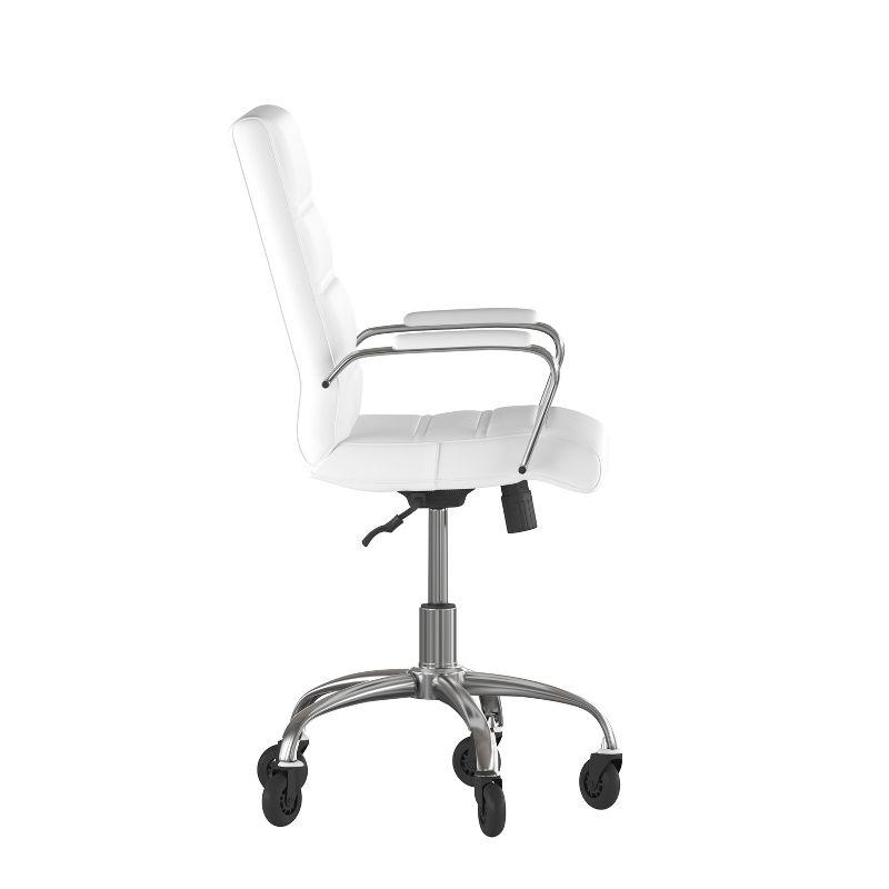 Flash Furniture Camilia Mid-Back Executive Swivel Office Chair with Arms, and Transparent Roller Wheels