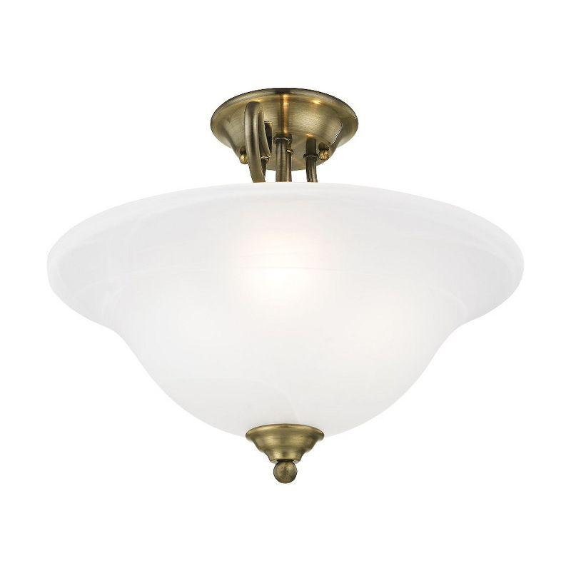 Livex Lighting Coronado 3 - Light Semi-Flush Mount in  Antique Brass