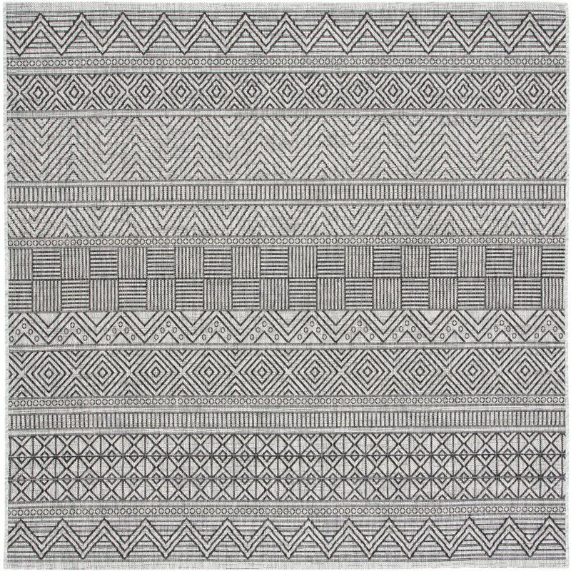 Courtyard Gray 47" Square Non-Slip Synthetic Outdoor Rug