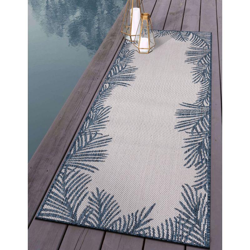 World Rug Gallery Tropical Floral Palm Leaves Textured Flat Weave Indoor/Outdoor Area Rug