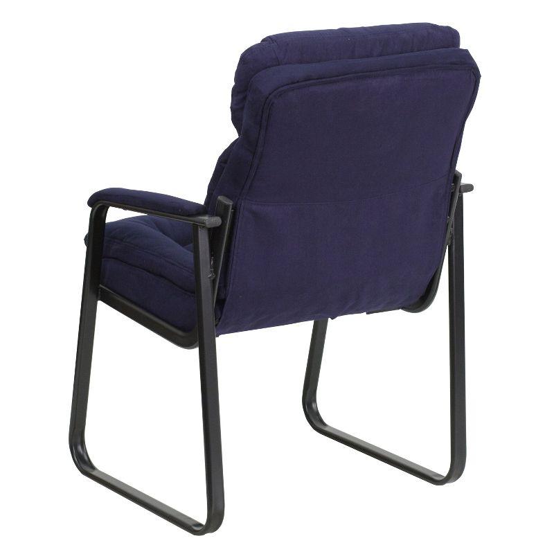 ErgoComfort Navy Microfiber Executive Side Chair with Metal Sled Base