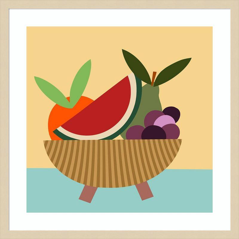 Svelte Natural Framed Graphic Fruit Bowl V Print, 25"