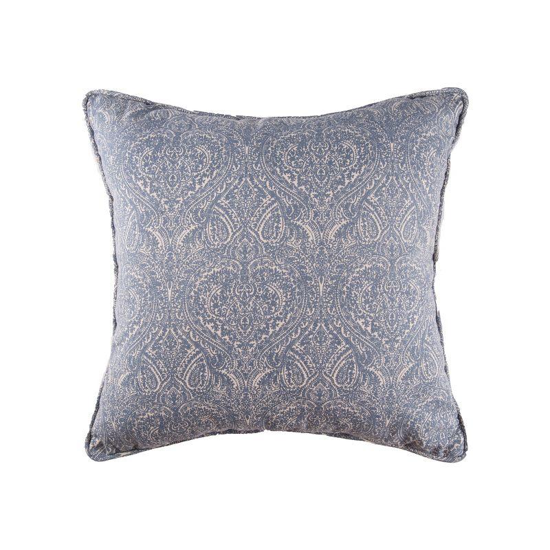 carol & frank 18" x 18" Desiree Damask Blue Cotton Decor Throw Pillow