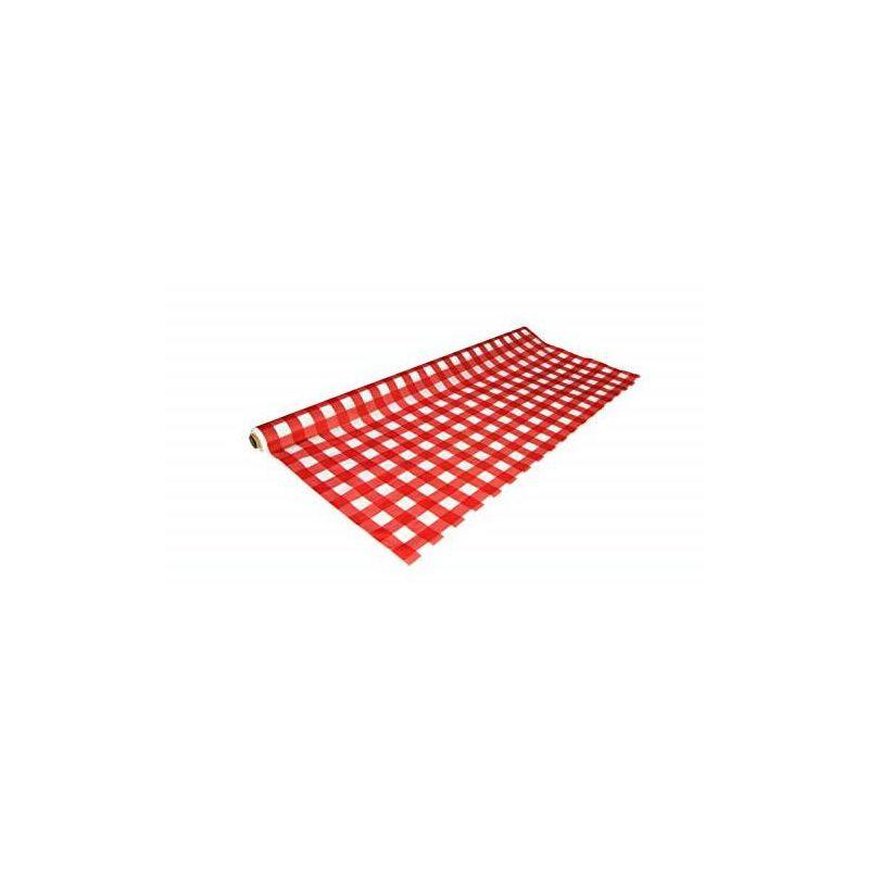 Red Gingham 40" x 100' Plastic Table Roll