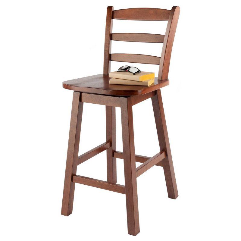 Scalera Ladder Back Swivel Seat Barstool Walnut - Winsome: Fixed Height, Wood Frame, 220lb Capacity