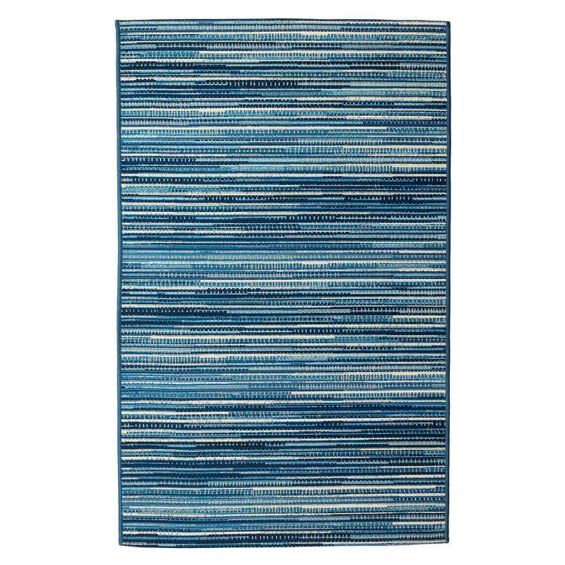 Marina Stripes China Blue 2'7" x 4'3" Synthetic Indoor/Outdoor Rug