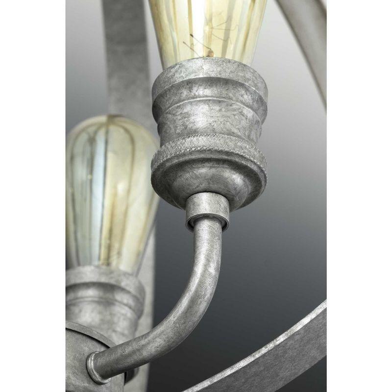 Progress Lighting Conestee 6-Light Pendant, Steel, Graphite, Armillary-Style Frame, Galvanized/Antique White Finish