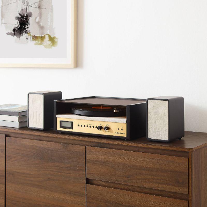 Crosley Coda Shelf System Vinyl Record Player - Black/Gold